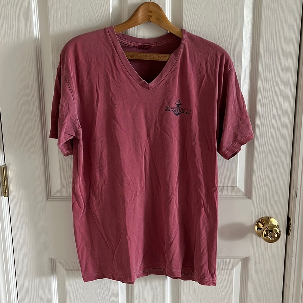 Charleston South Carolina Pink V-Neck T-shirt Top Size Medium